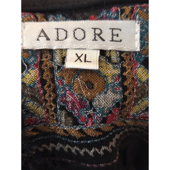 Adore Women's Sleeveless Mini Shift Dress Black Emboardary Size XL Boho Casual - Picture 6 of 6